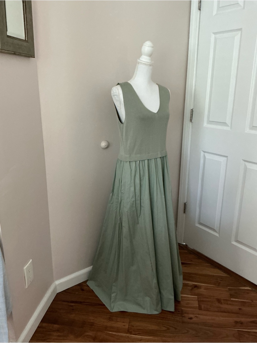 Taylor Sleeveless V-Neck Maxi Dress in Sage Green